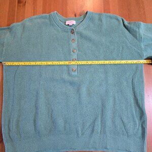 Loft Green 100% Cotton Button-Up Sweater Size XL